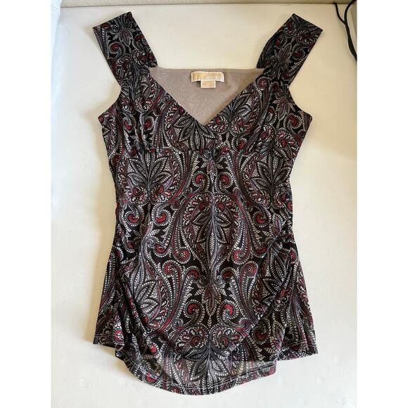 Y2K Babydoll Mesh Sheer Tank Top Paisley Slim Fitted Stretch Sz M - Picture 1 of 10